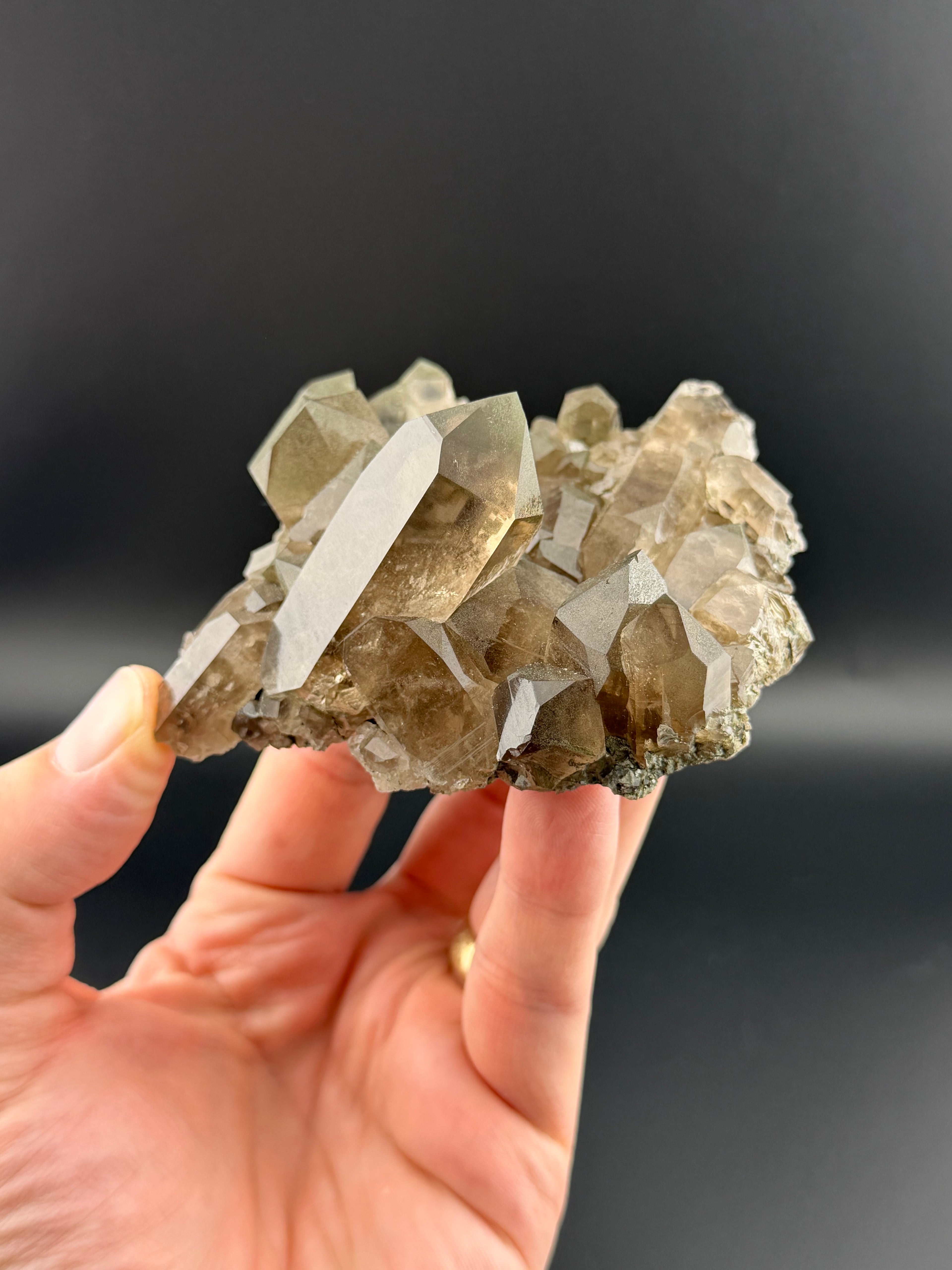Smoky Quartz Cluster with Chlorite