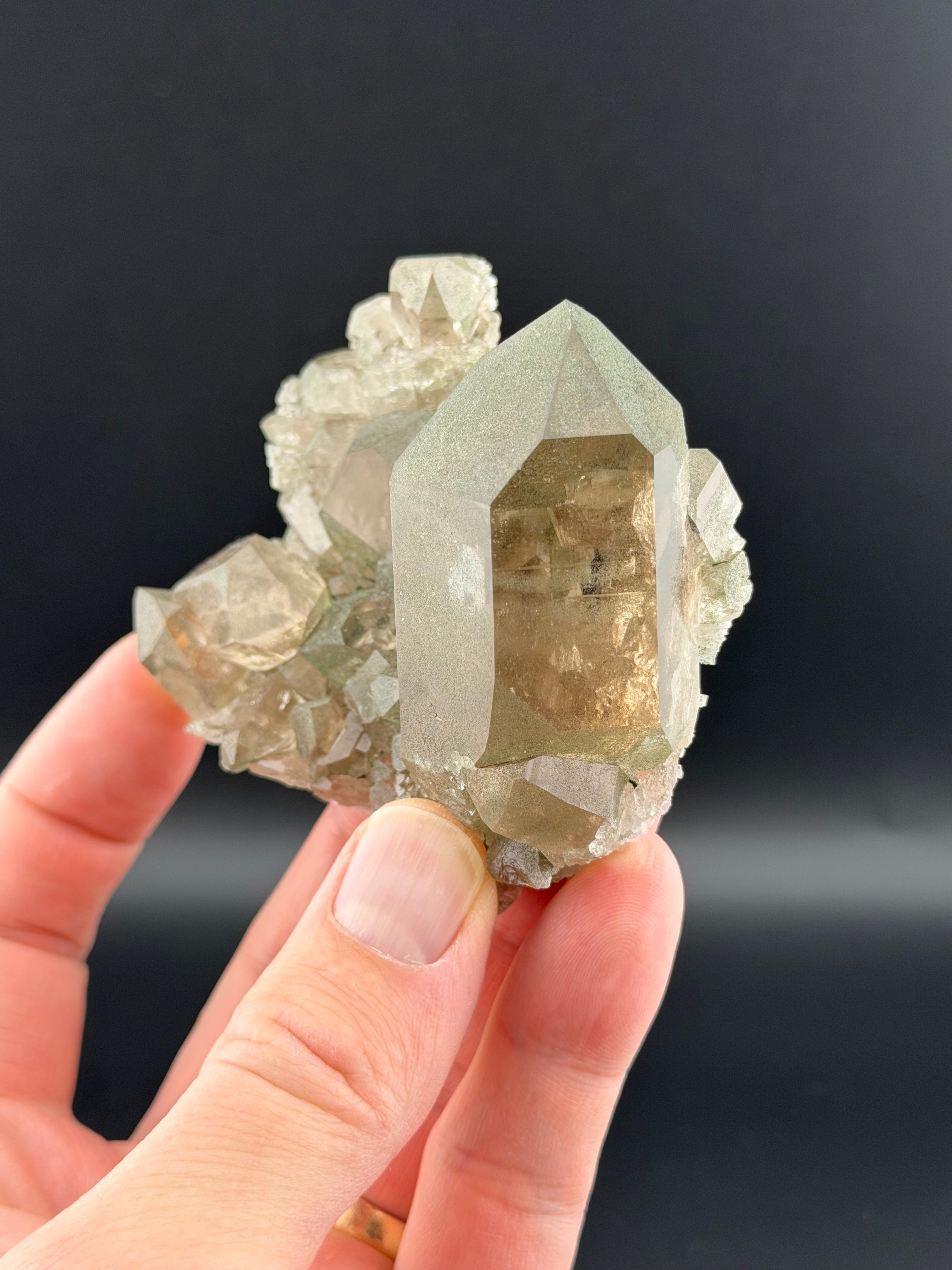 Smoky Quartz Cluster with Chlorite
